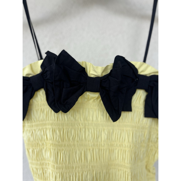 Damson Madder Bea Yellow Black Women's Bow Cami Peplum Organic Cotton UK 12 US 8 - Picture 9 of 13